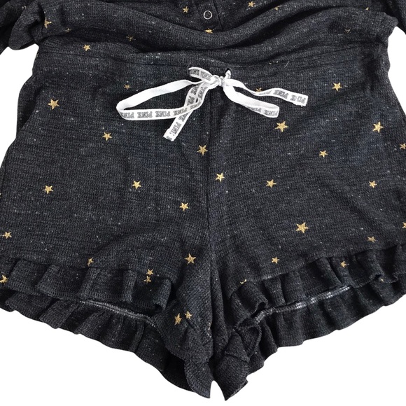 Medium Victoria's Secret Pink Gold Star Long Sleeve Shorts Romper Pajama… - Picture 8 of 13